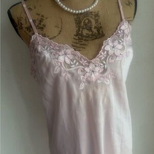 Cerie light Pink lace slip dress with floral embroidery and adjustable straps